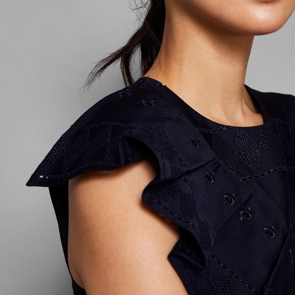 Ted Baker London Ruffle Embroidered Sleeveless Woven Top (NWT) - Picture 4 of 7